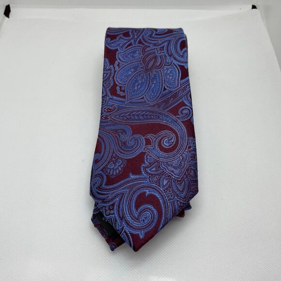 Michael Kors Paisley Print Silk Tie Blue and Maroon Men’s Tie 59”‎ - Picture 6 of 6